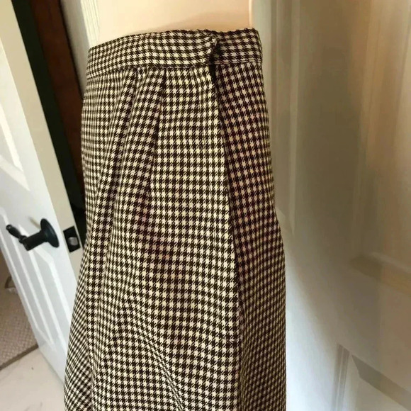 𝅺Vintage MCM 100% wool brown houndstooth pencil skirt S - Picture 4 of 13